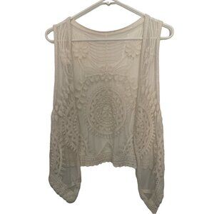 Boho Crochet & Sheer Mesh Vest | Festival Hippie Style Fits S/M